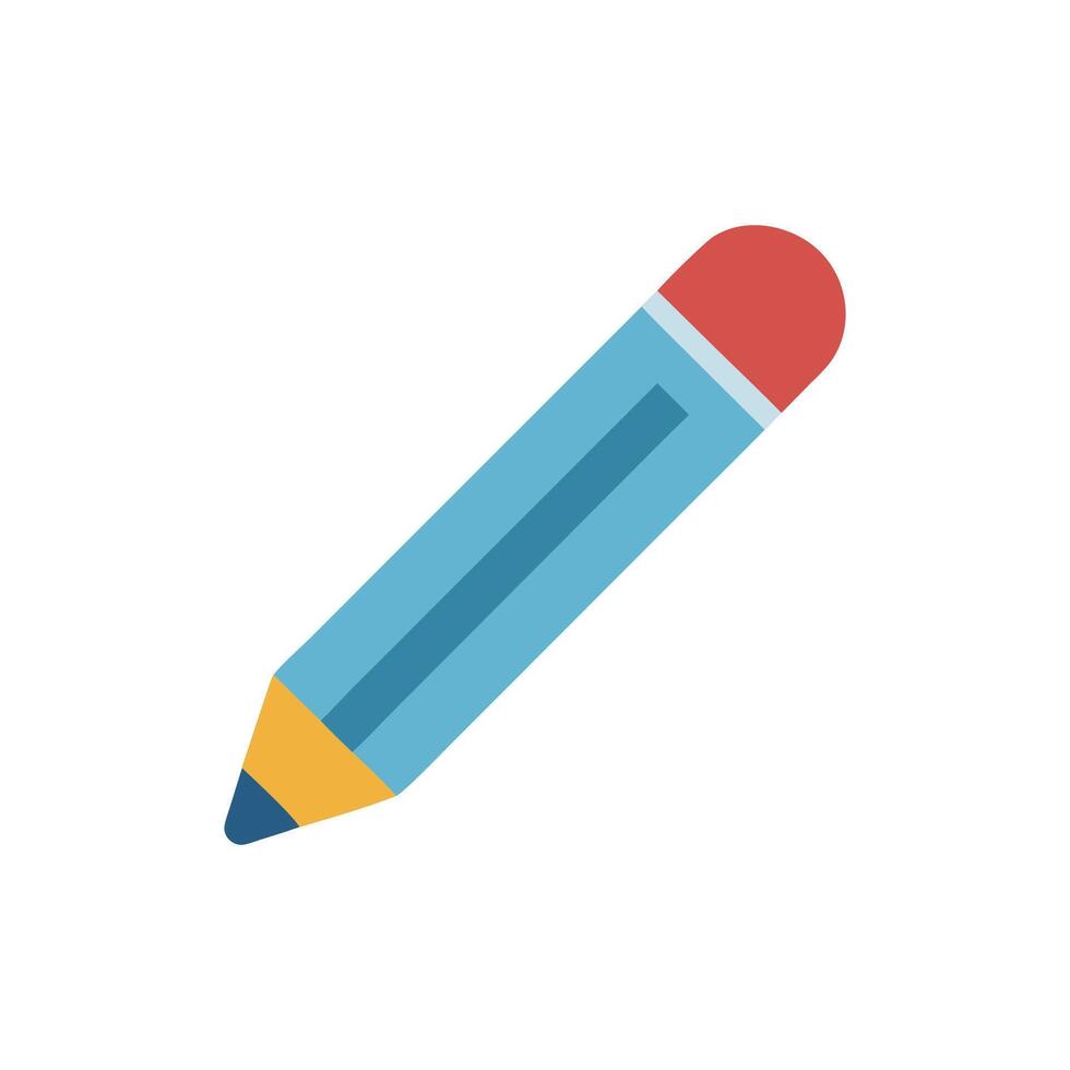 Blue pencil with eraser isolated on White Background image vector