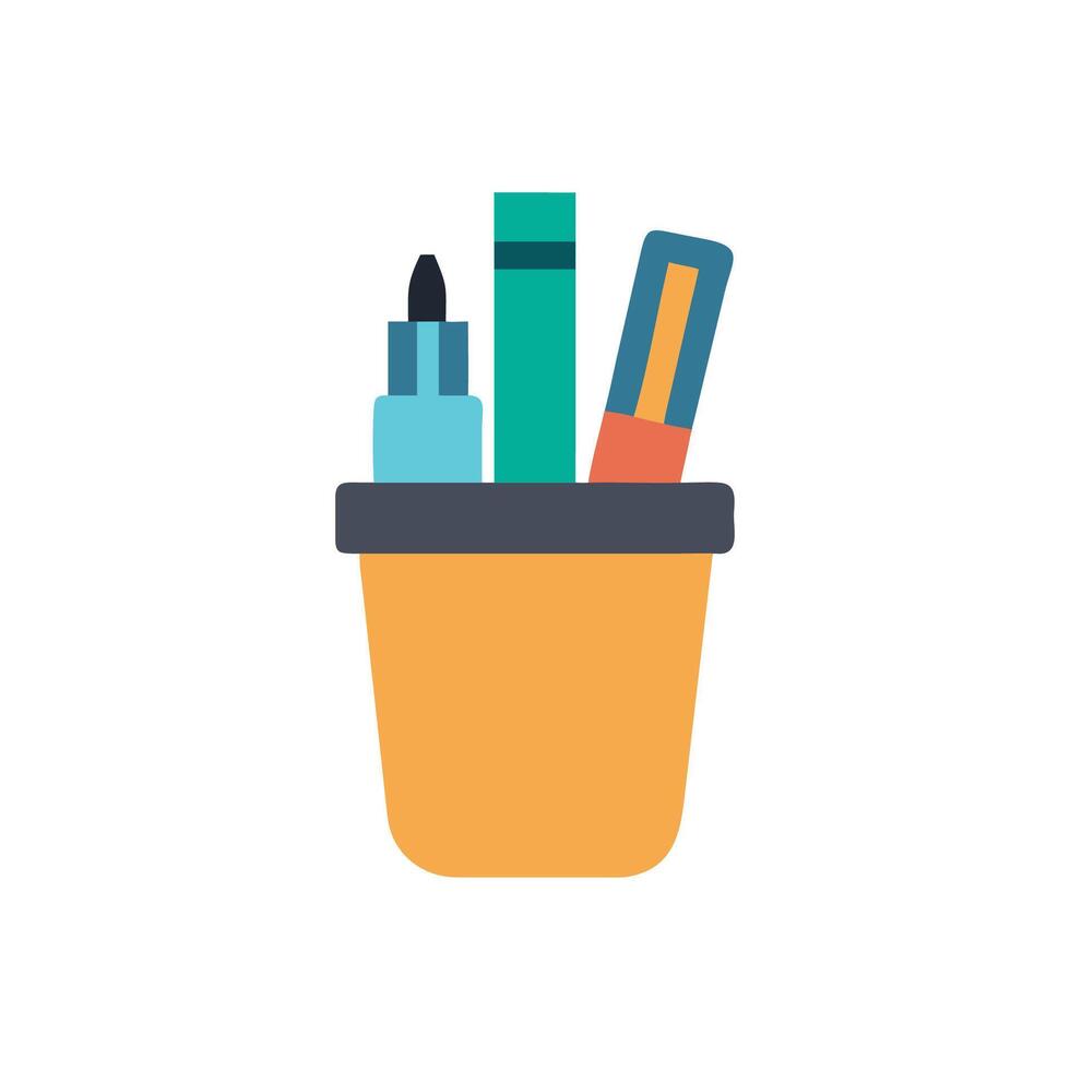 Stylized Flat Graphic of a Pen and Pencil Holder vector