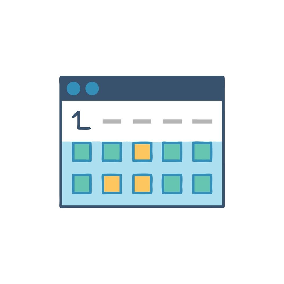 Stylized flat design calendar showcasing the first day vector