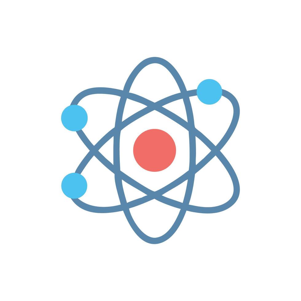 Atom Model Illustration on White Background in Science Style vector