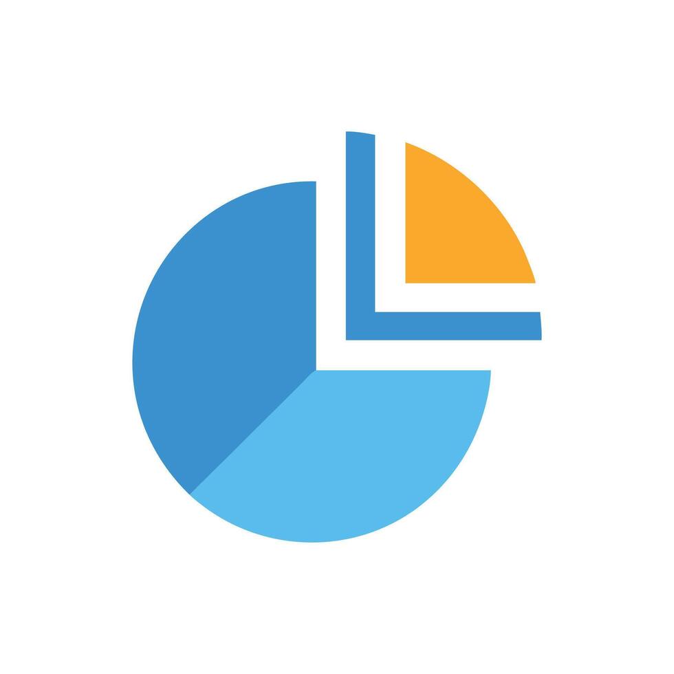 Simple flat pie chart showing data analysis segments vector