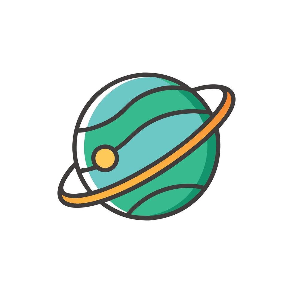 Cartoon planet with ring system against White Background vector