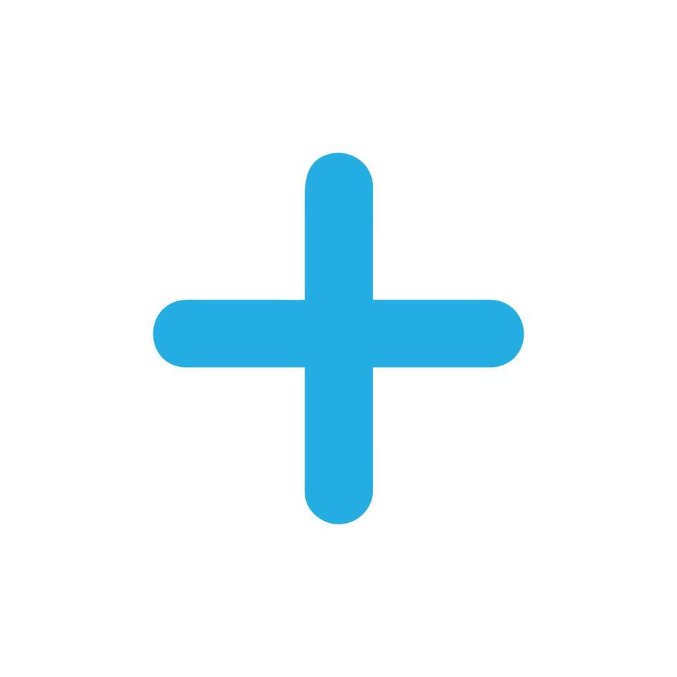 Flat graphic of a light blue plus symbol icon vector