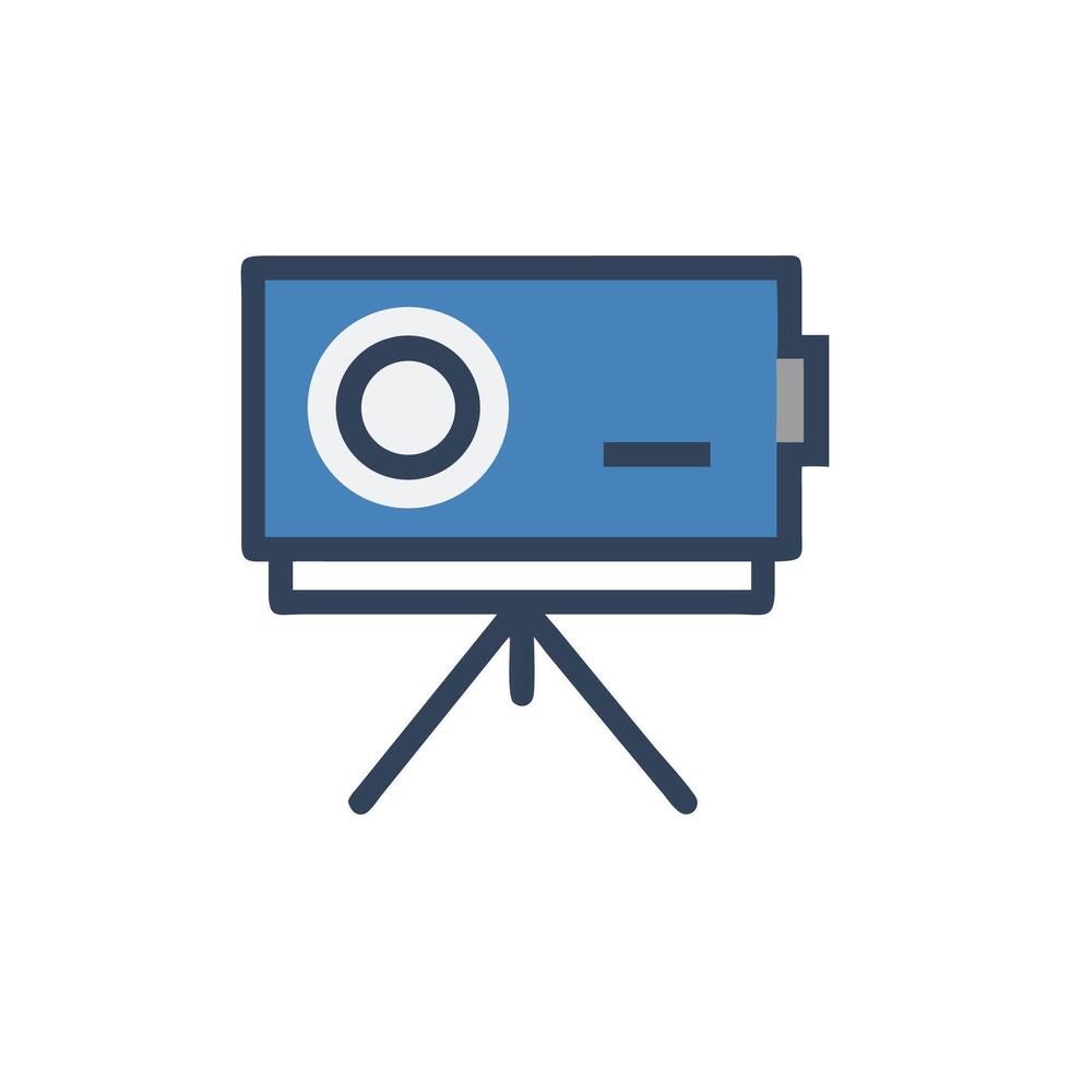 Blue projector on tripod icon graphic illustration vector