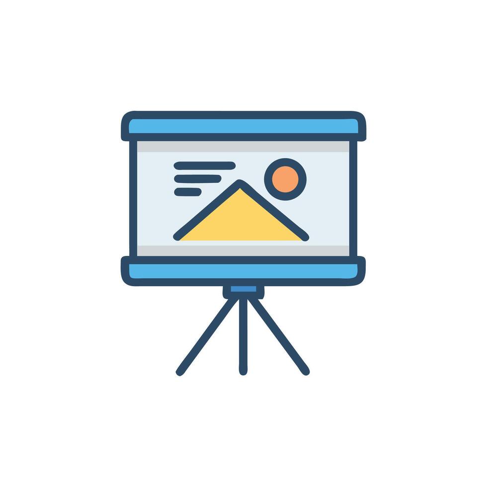 Simple presentation board featuring mountain and sun graphic design vector