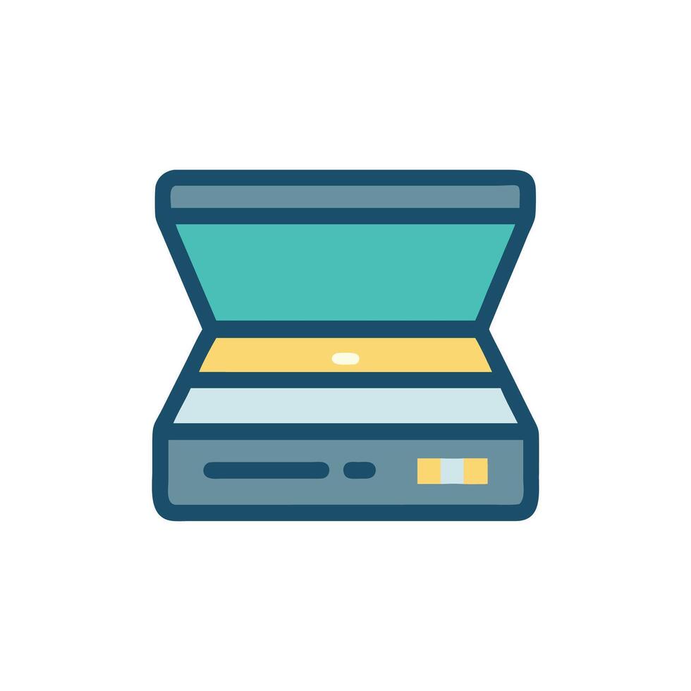 Flat illustration of an open document scanner machine vector