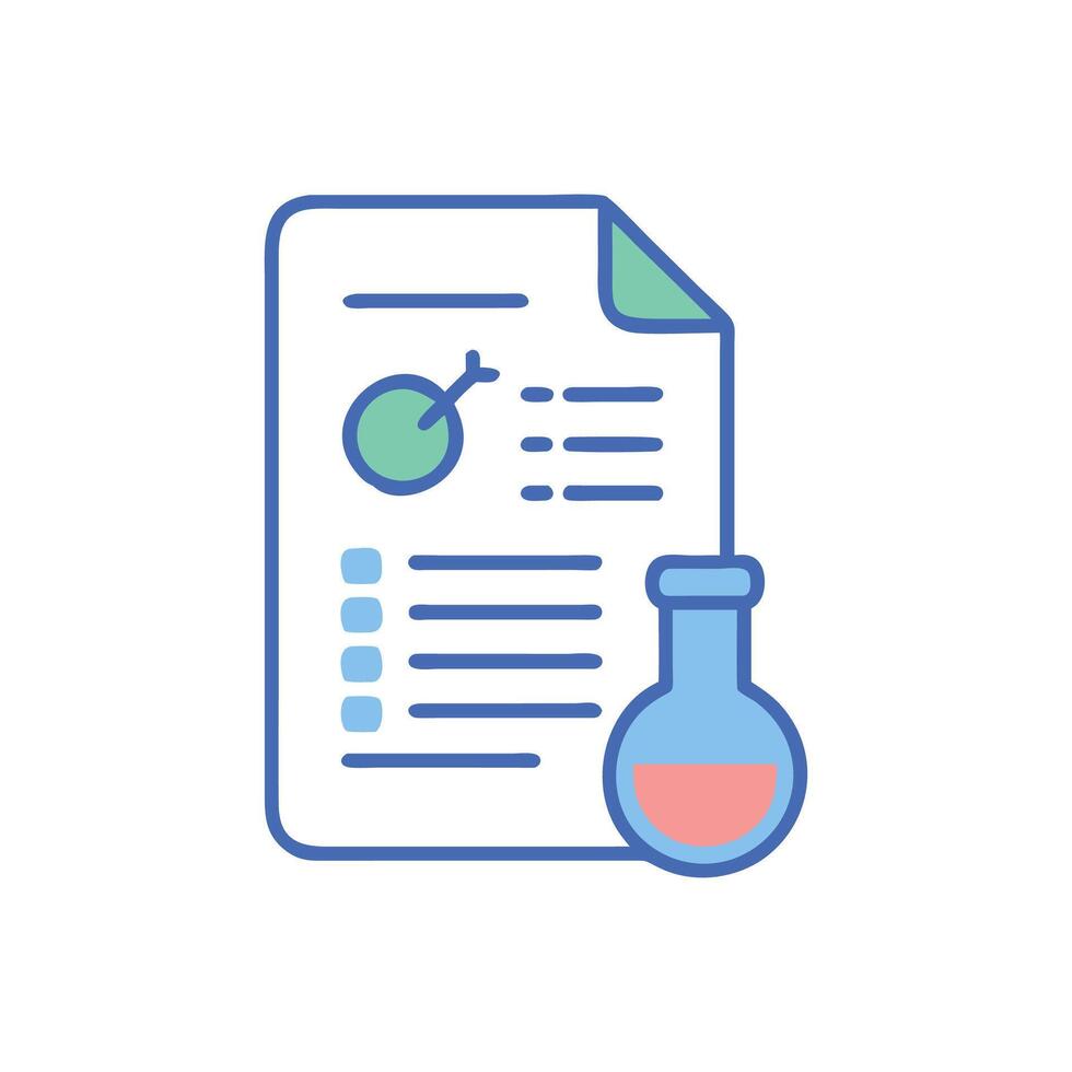 Science report with experiment lab glassware illustration icon vector