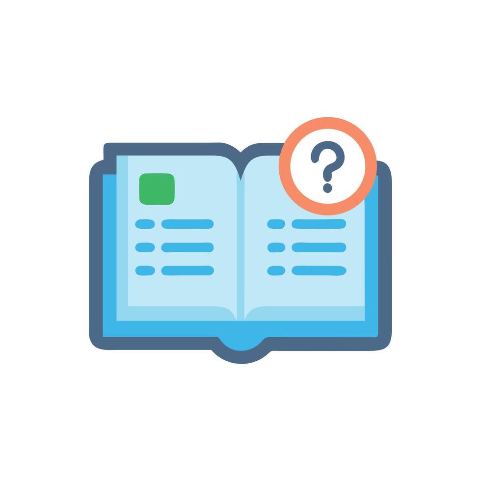 Open book with question mark, knowledge concept illustration vector