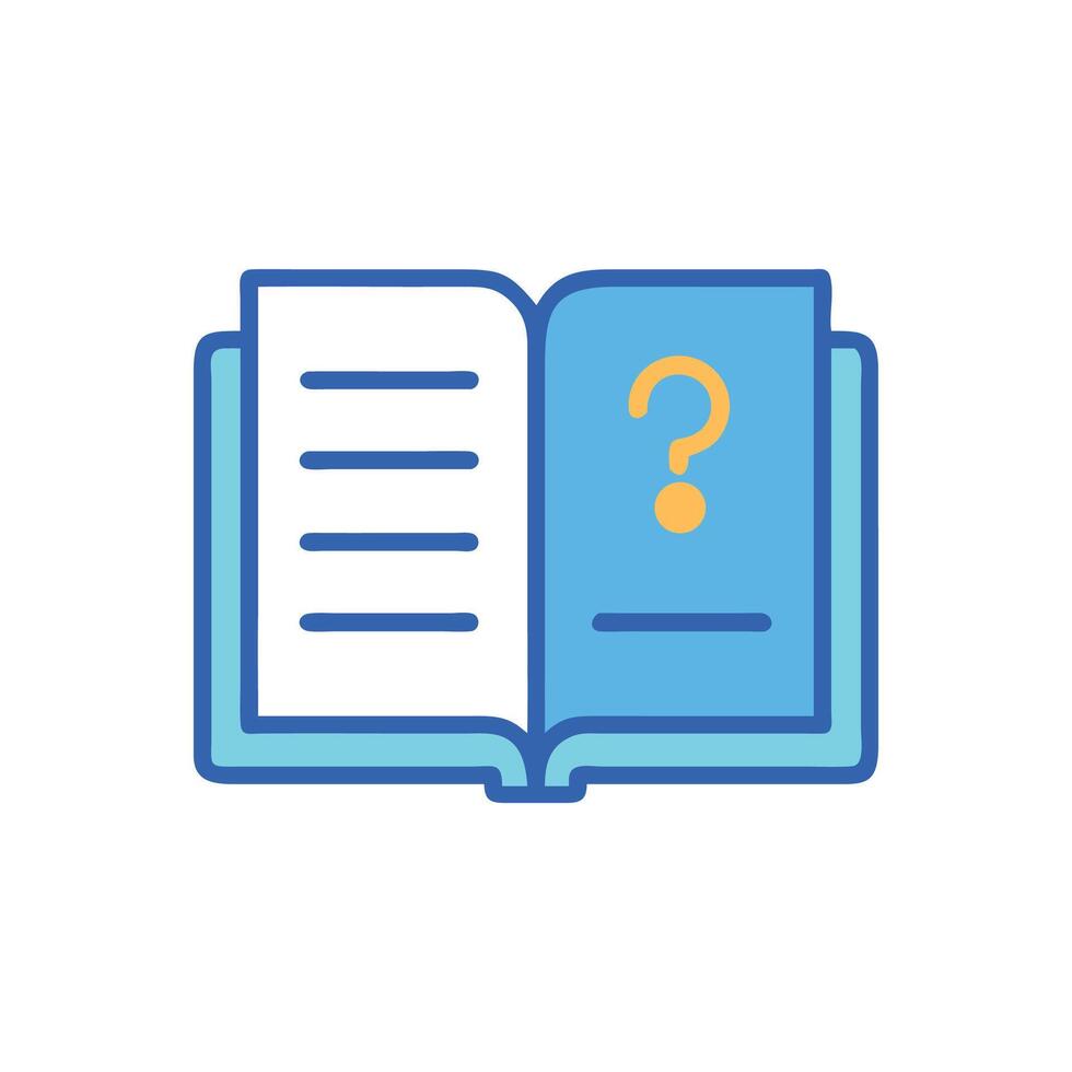 Open book with a question mark illustration graphic style vector