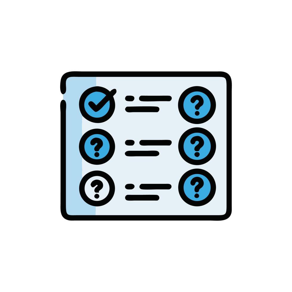 Checklist with a tick mark and question mark circles vector