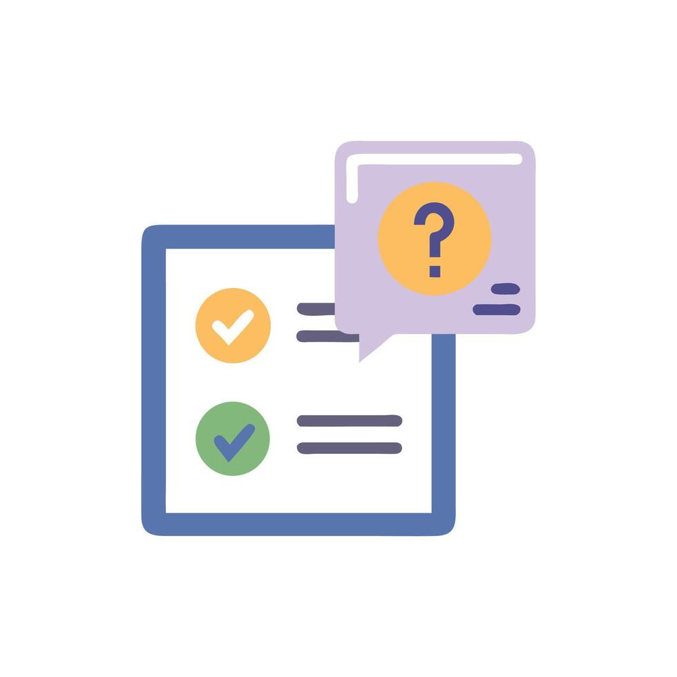 Form with checklist and a question mark speech bubble vector