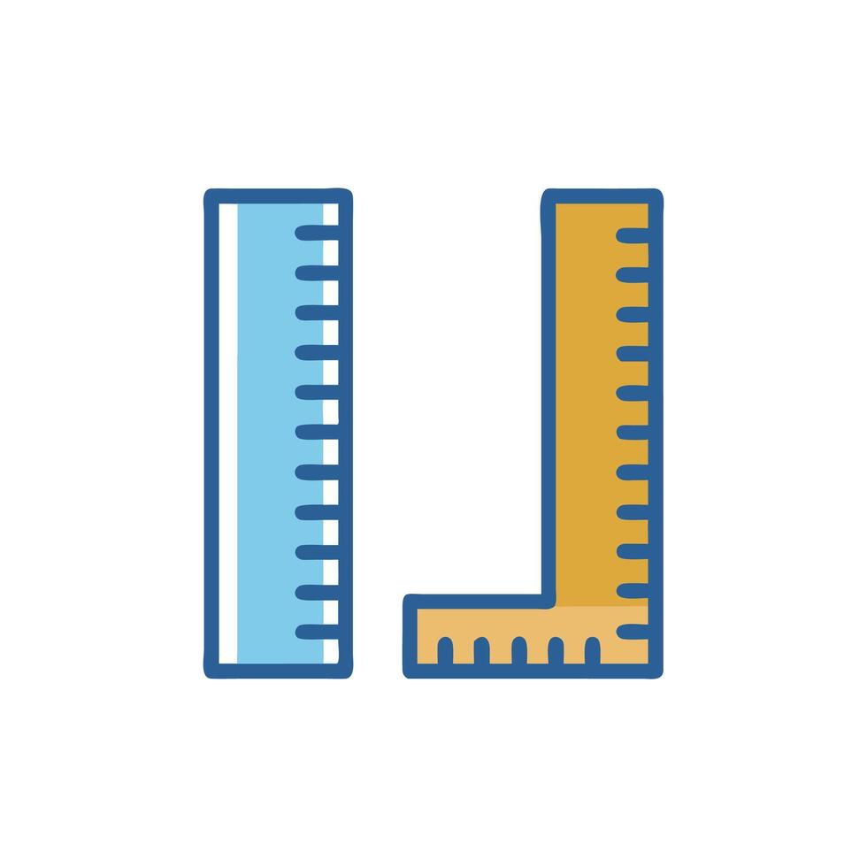 Stylized rulers depicting straightedge and Lsquare with linear design vector