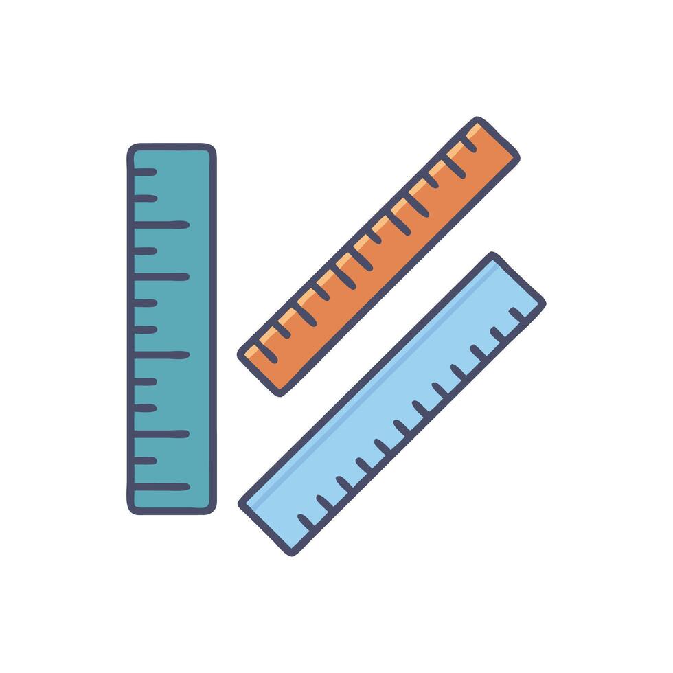 Three rulers in different colors on a White Background vector
