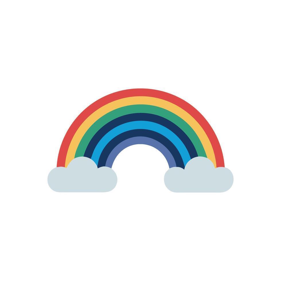 Vibrant flat rainbow and clouds against a dark background vector