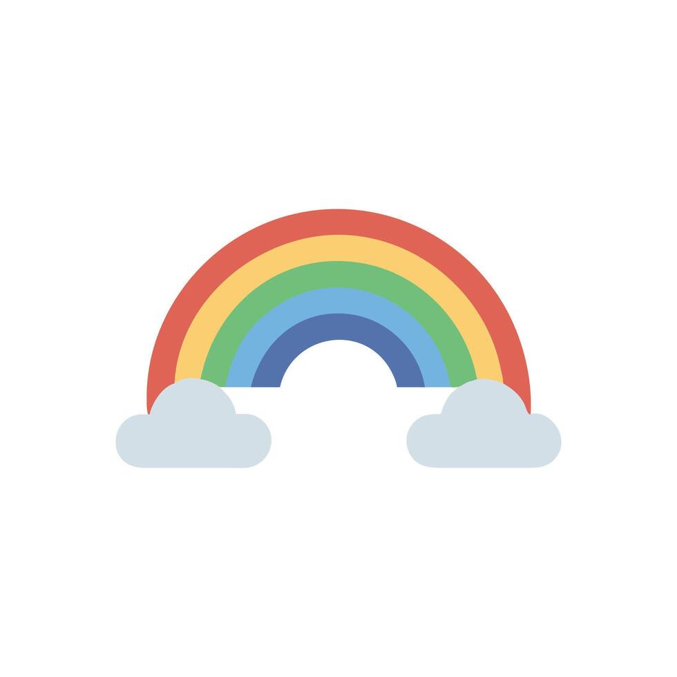 Flat rainbow with clouds on a White Background vector