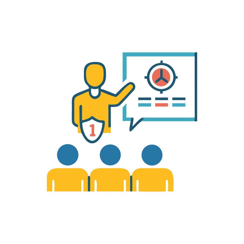 Business training presentation flat design with audience and speaker vector