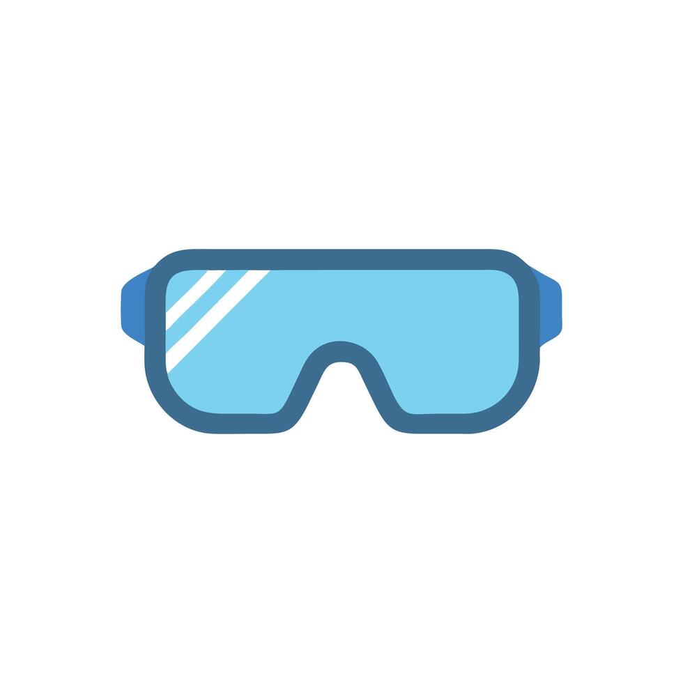 Blue tinted goggles illustration on White Background in center vector