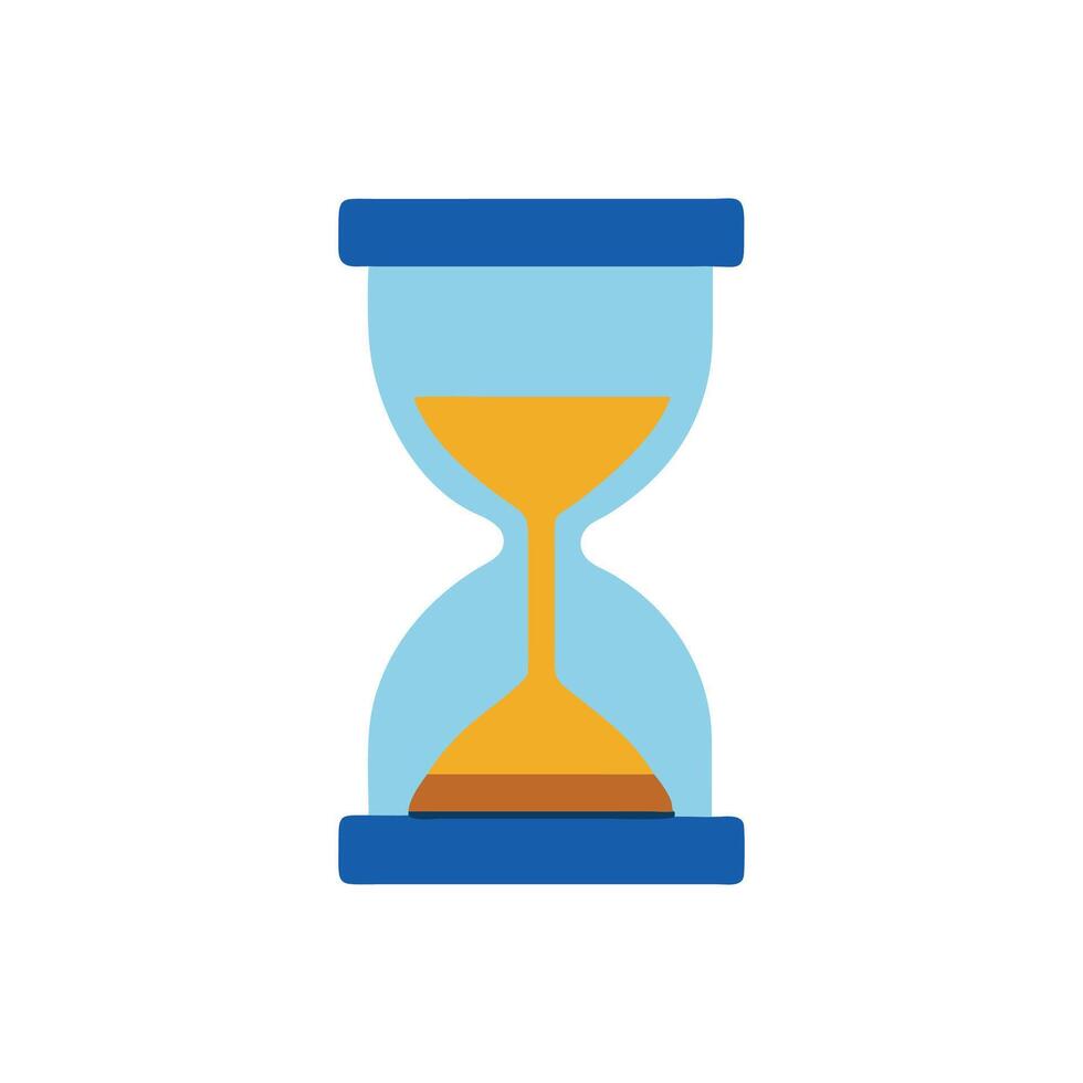 Stylized sand timer graphic on White backdrop, time concept vector