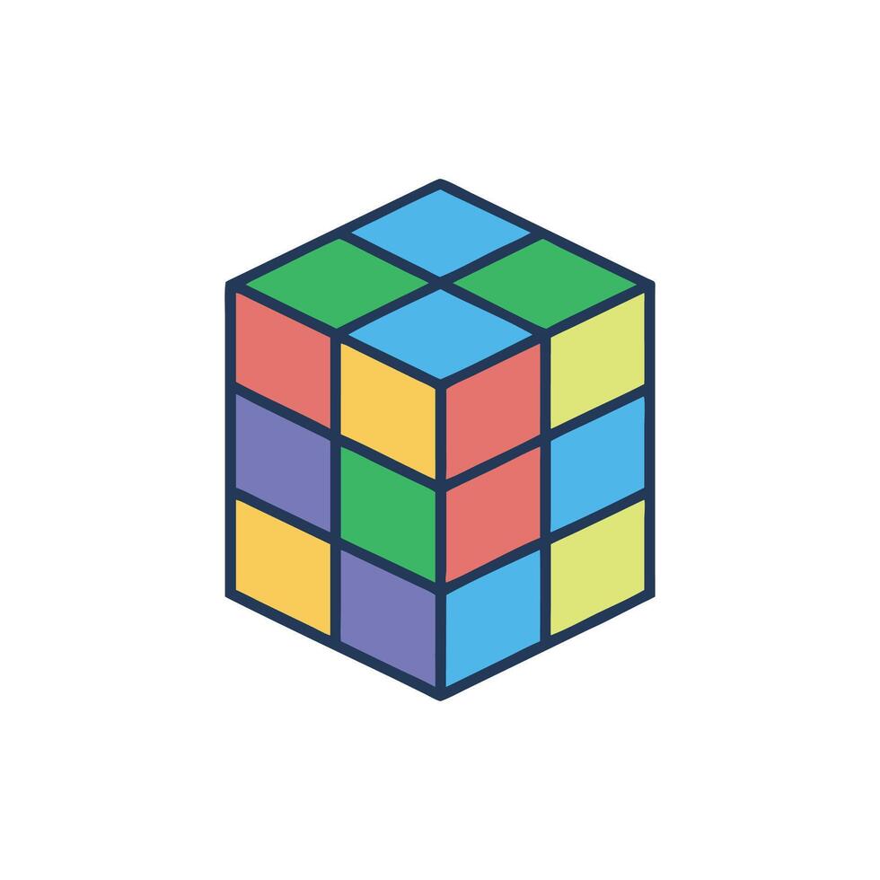 Colorful isometric cube puzzle on a clean black backdrop vector