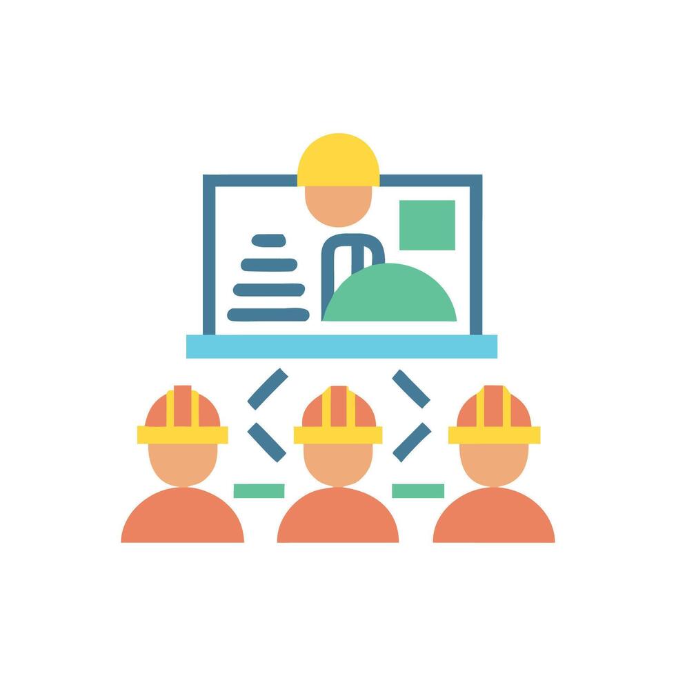 Construction team management illustration depicting project communication structure vector