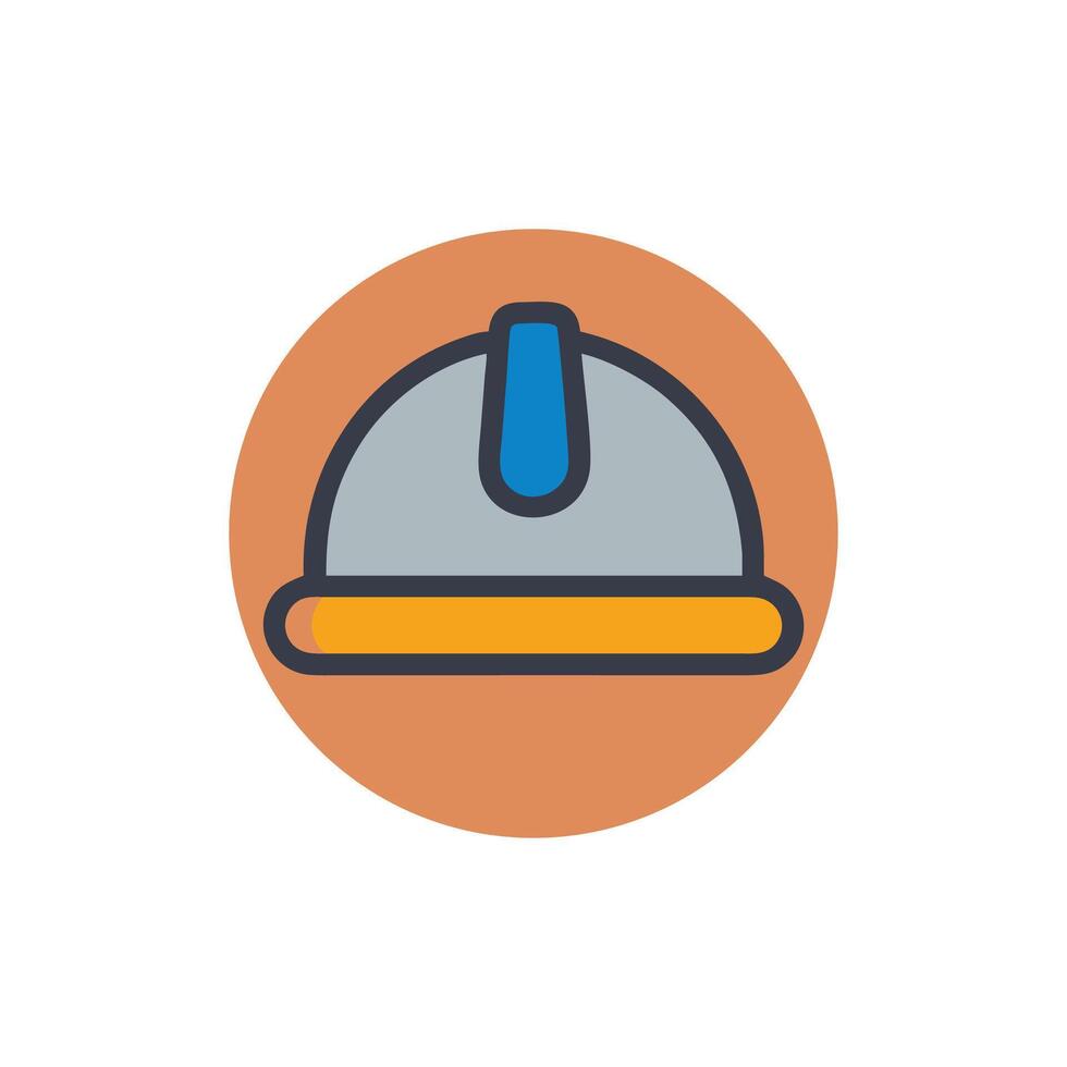Simple image of construction hard hat with orange circle vector