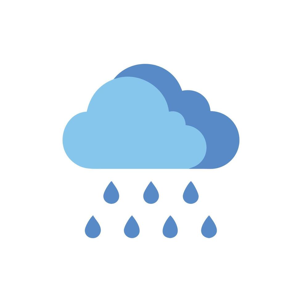 Blue cloud with rain drops on White Background vector