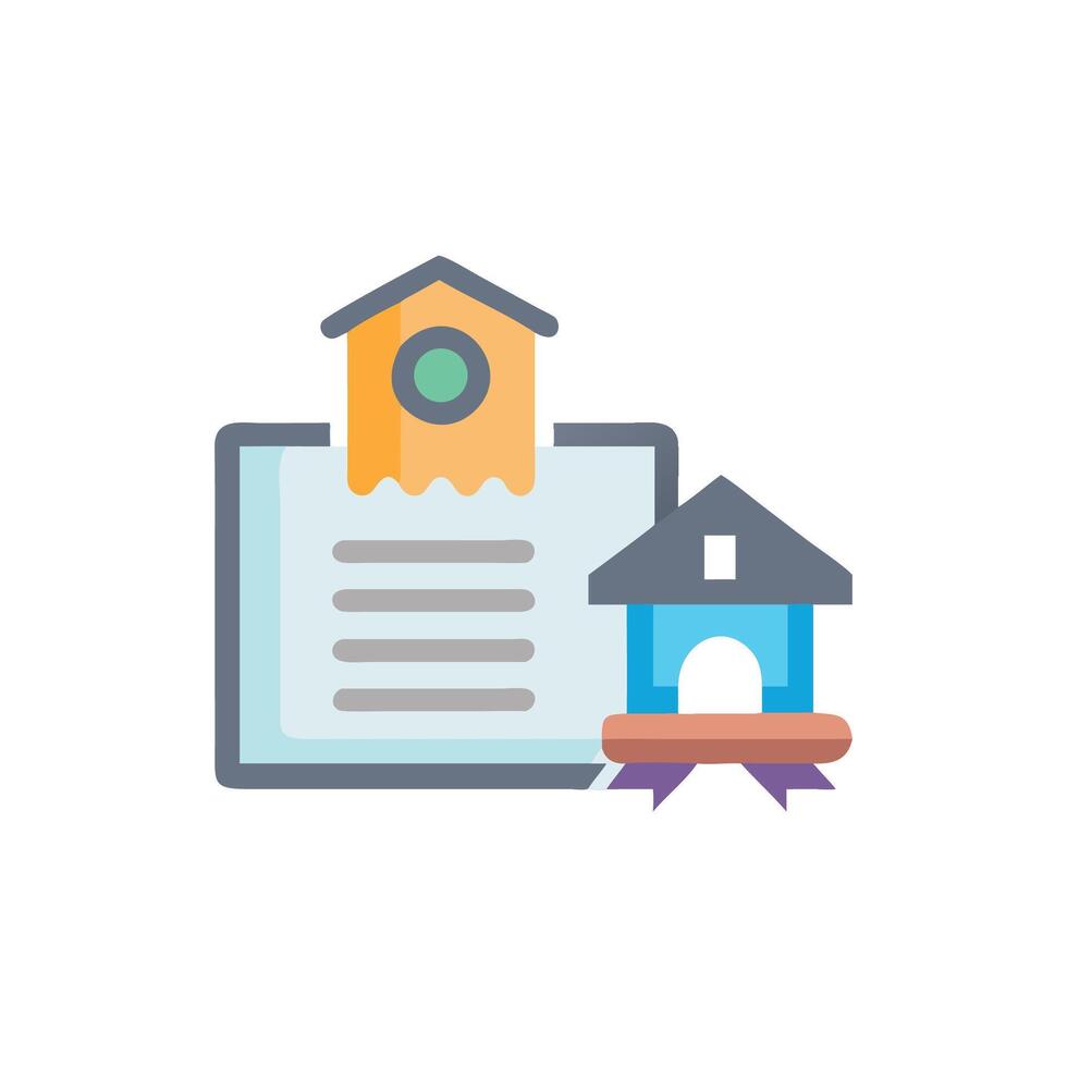 Birdhouses on documents, illustrating property information and mortgage agreements vector