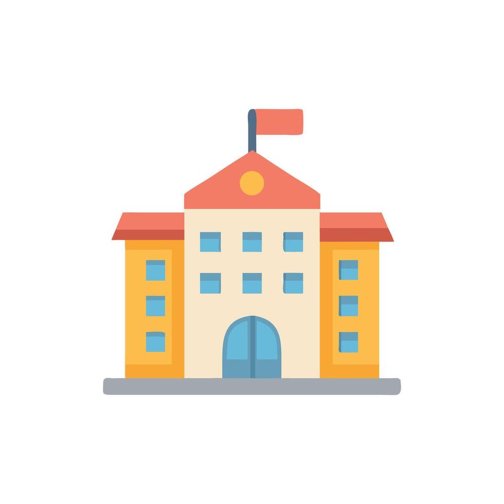 Flat design building illustration with simple color palette vector