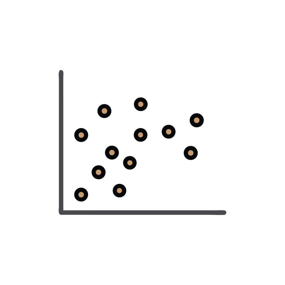 Scatter plot diagram illustration with brown circles on White Background vector