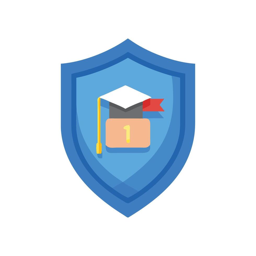 Shield with graduation cap symbol for educational excellence vector
