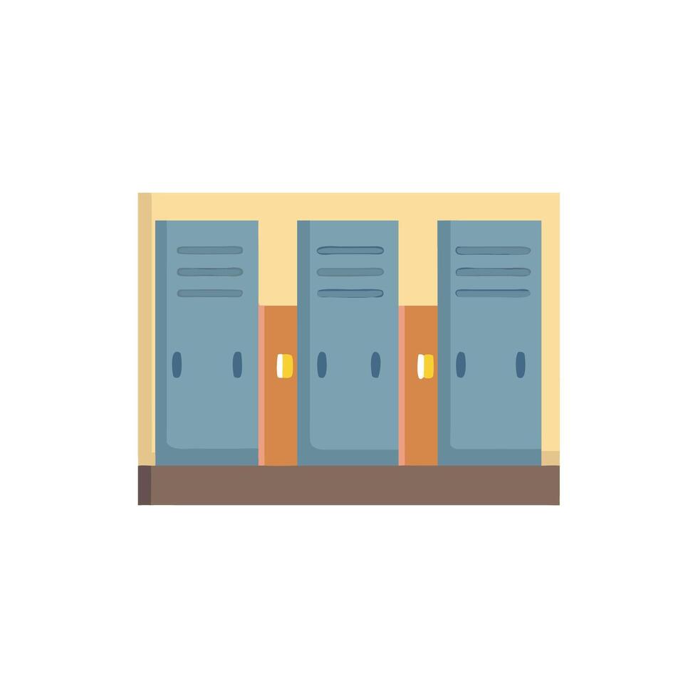 Three blue school lockers in a hallway illustration vector