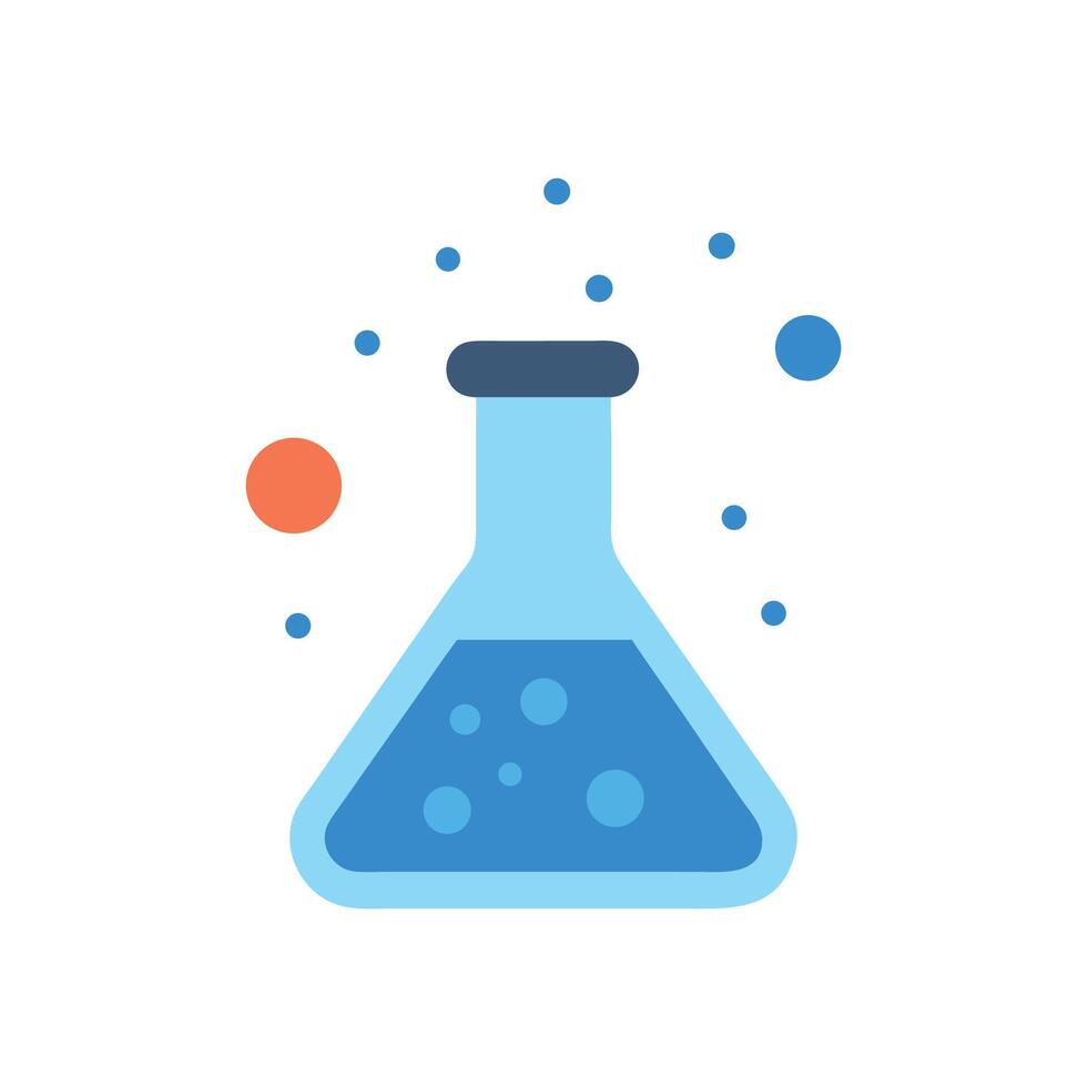 Erlenmeyer flask illustration in flat style for scientific design vector