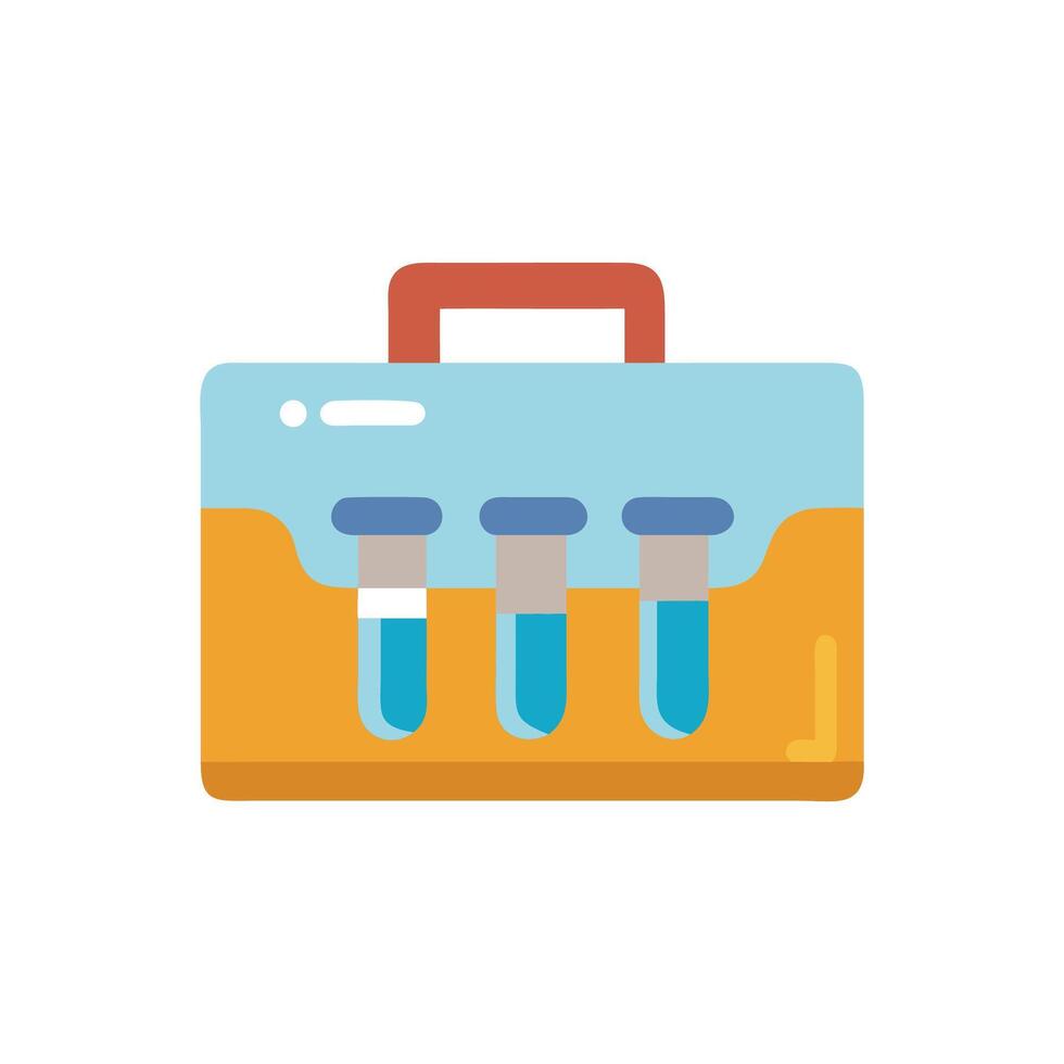 Simple illustration of a briefcase holding three test tubes vector