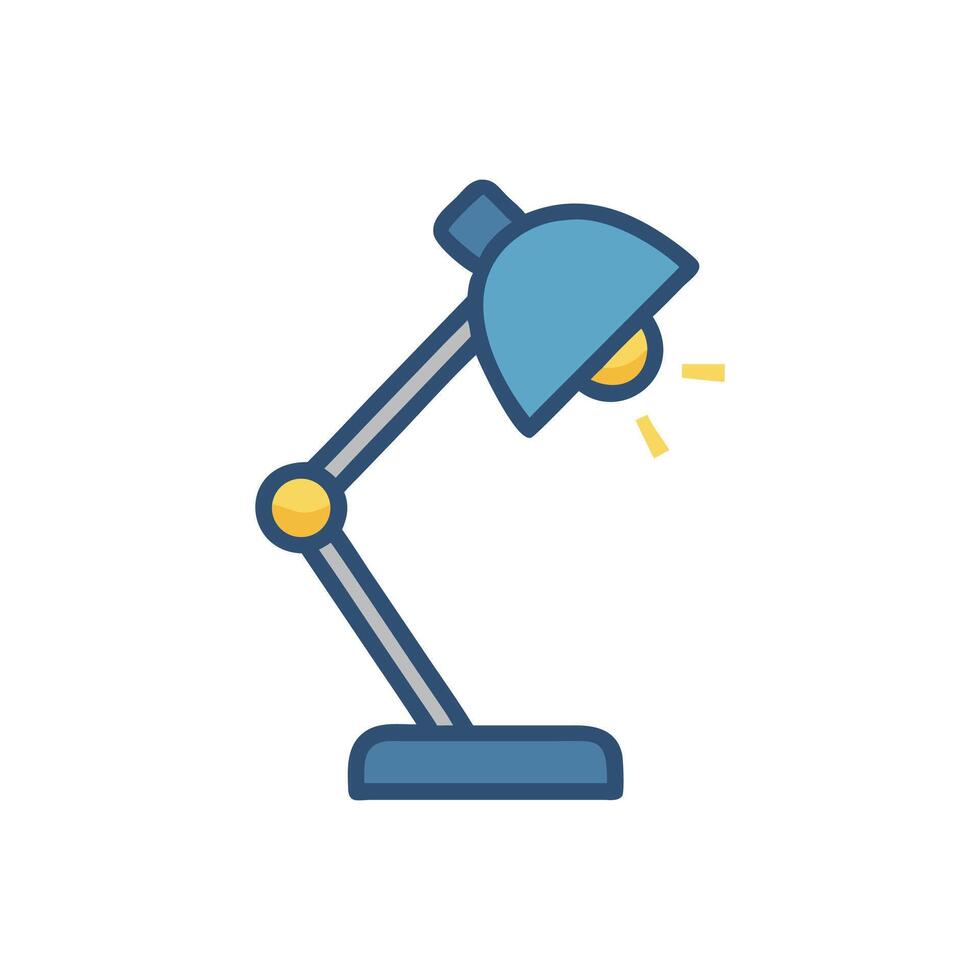 Stylized blue desk lamp with yellow light illustration vector