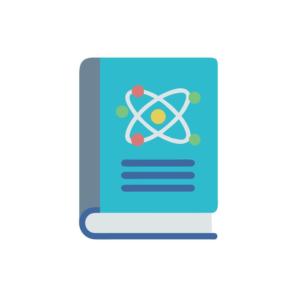 Science textbook illustration featuring an atom and linear elements vector