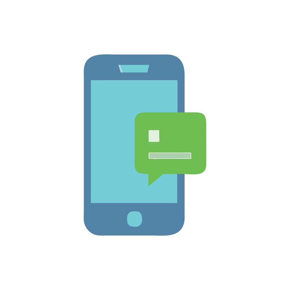 Flat illustration of mobile phone with speech bubble vector