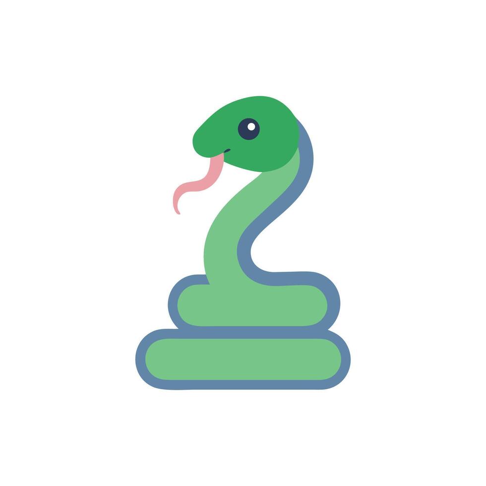Stylized green snake illustration on White Background format vector