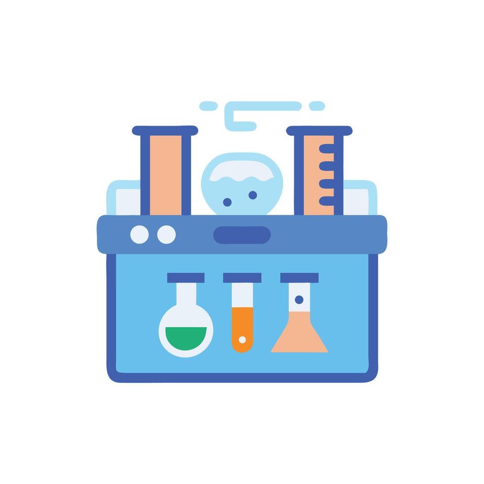 Flat design science laboratory kit with various glass tubes vector
