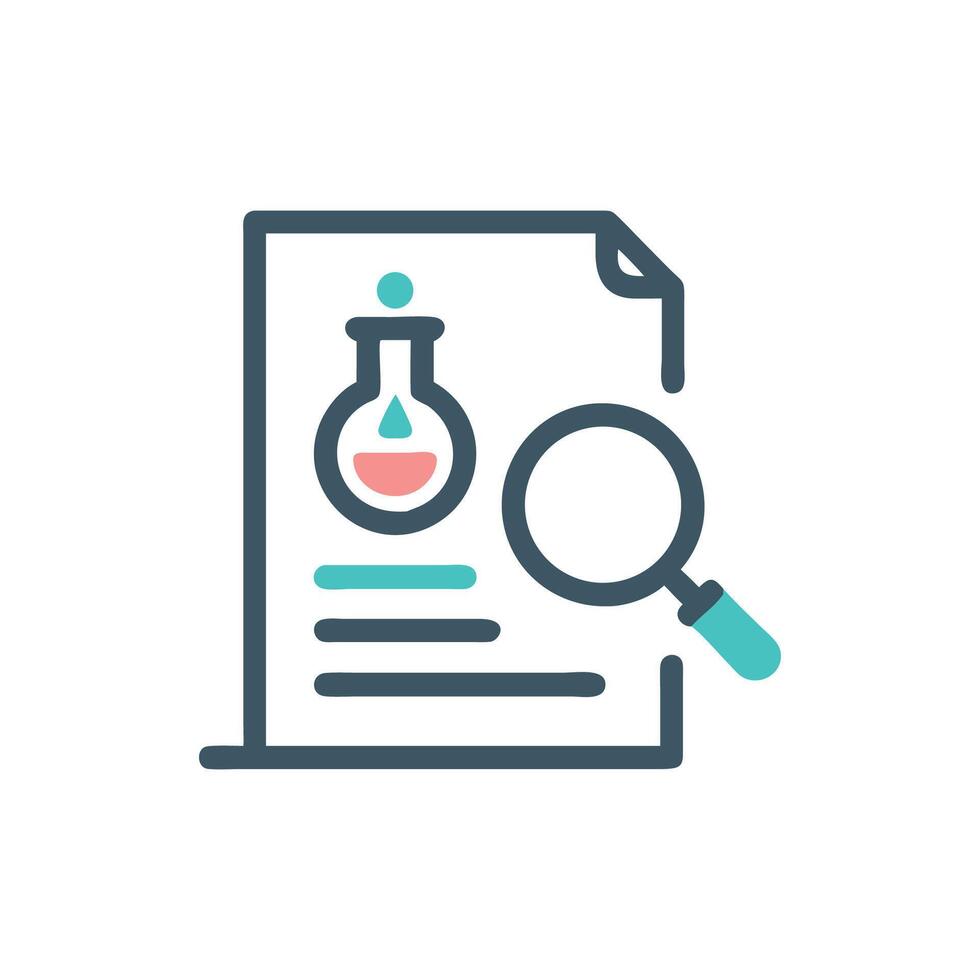 Science Report with Flask and Magnifying Glass Icon vector