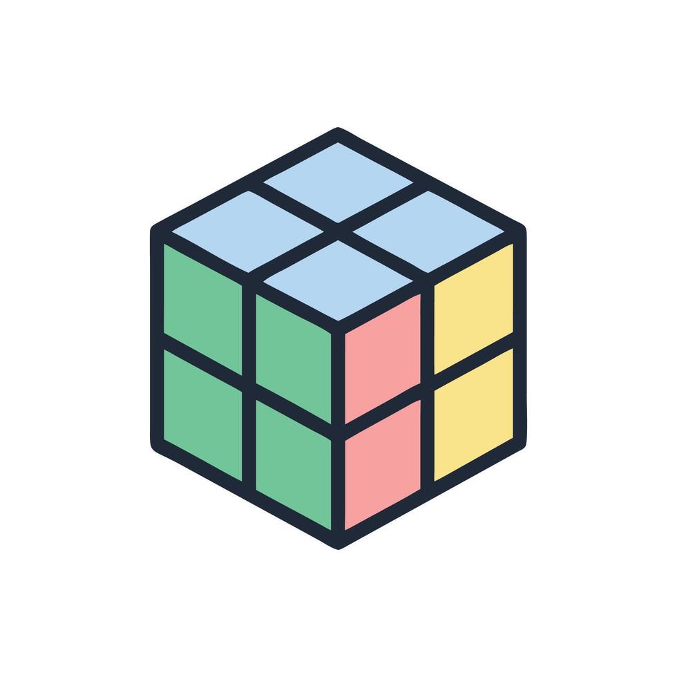 Colorful Isometric Cube Puzzle on a White Background vector
