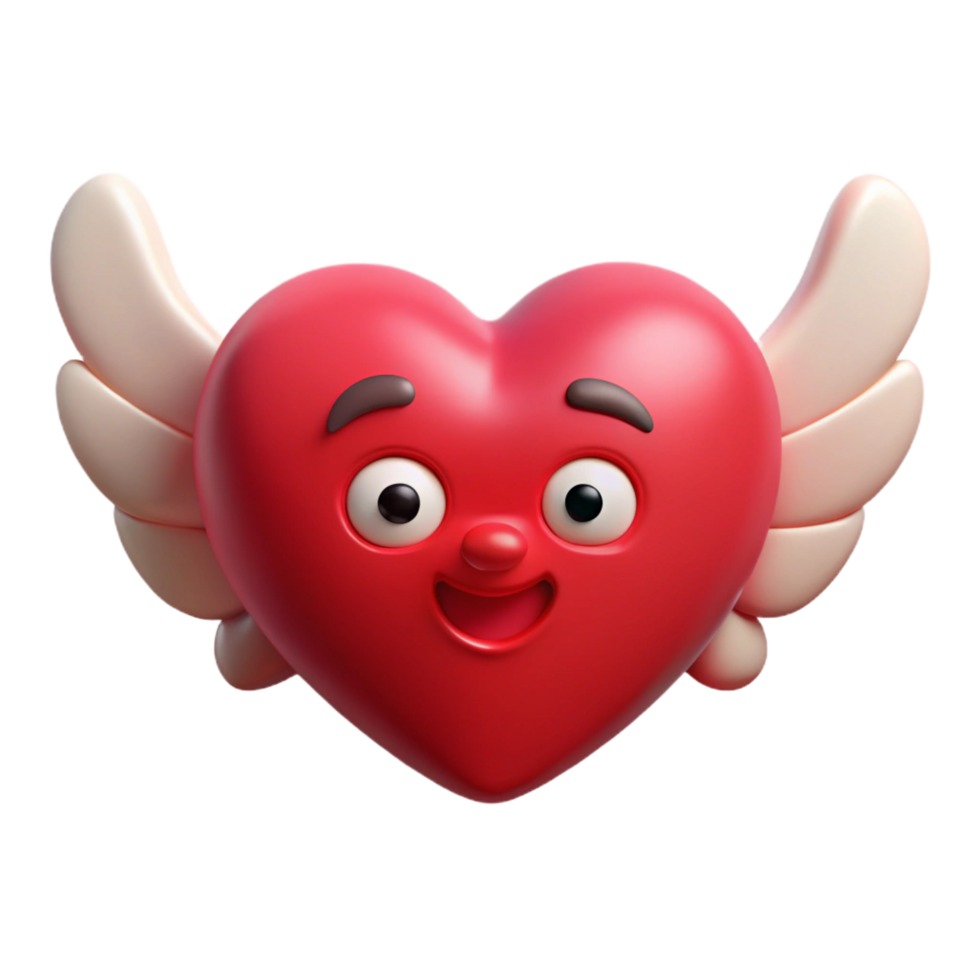 beautiful sought-after Heart-shaped character with two small wings. Clean lines, symmetrical, flat color with Scalable Design. png
