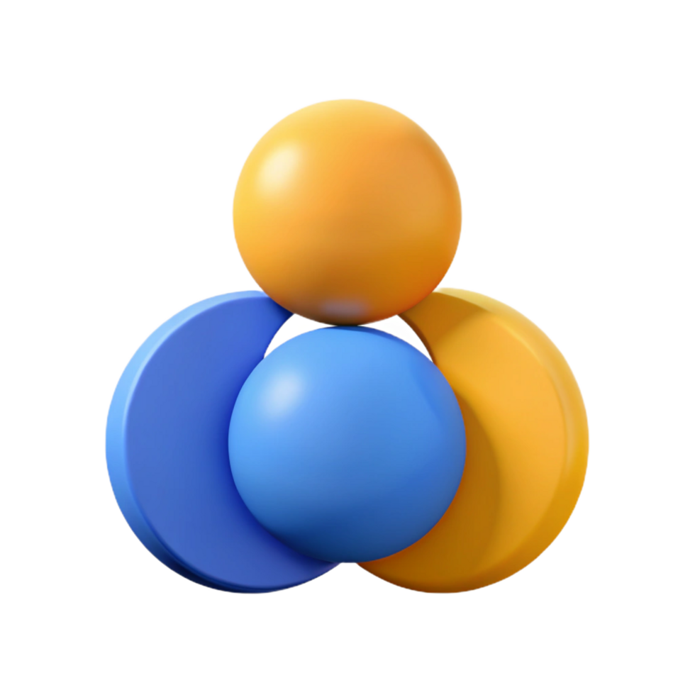 whimsical dramatic Abstract character made of three circles. Minimal, flat color, clean lines with Scalable Design. studio quality png