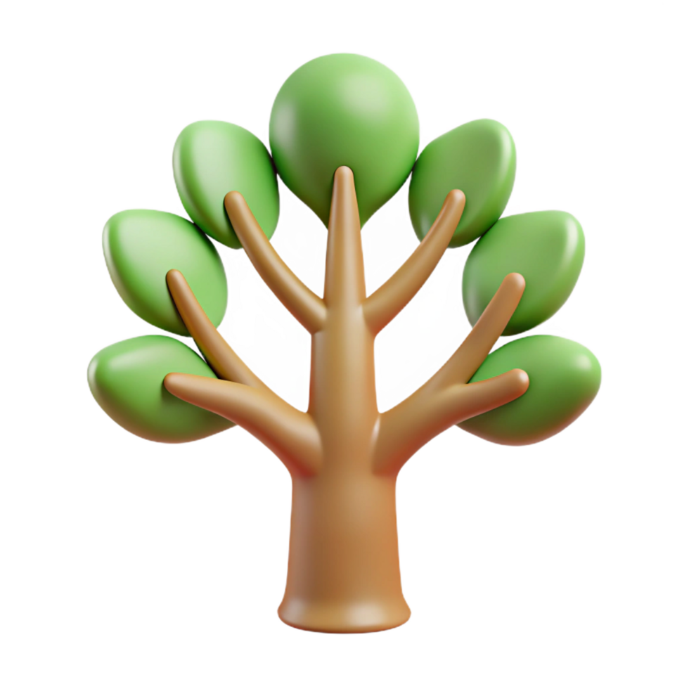 breathtaking unparalleled Tree icon with branching leaves. Symmetrical, single-weight stroke, flat color with Scalable Design. png