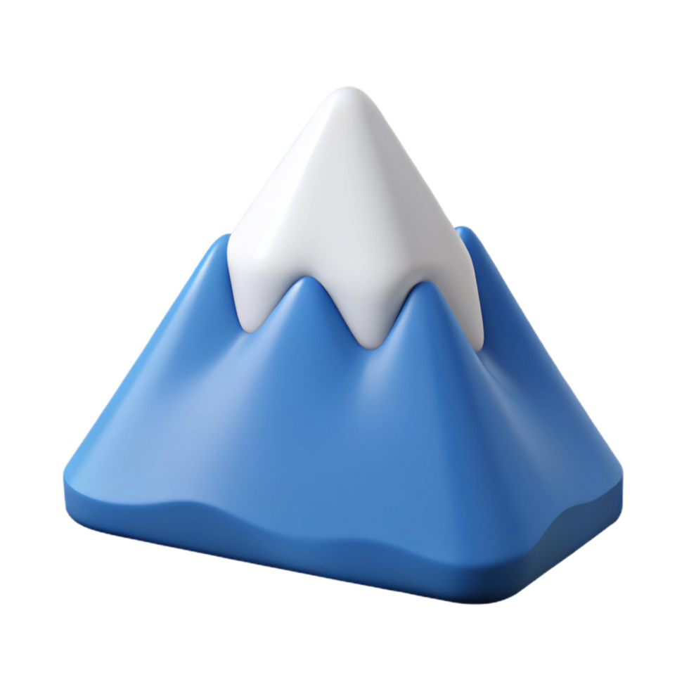 whimsical sumptuous Mountain icon with snow-capped peak. Clean lines, minimal design, with Scalable Design. 8K png