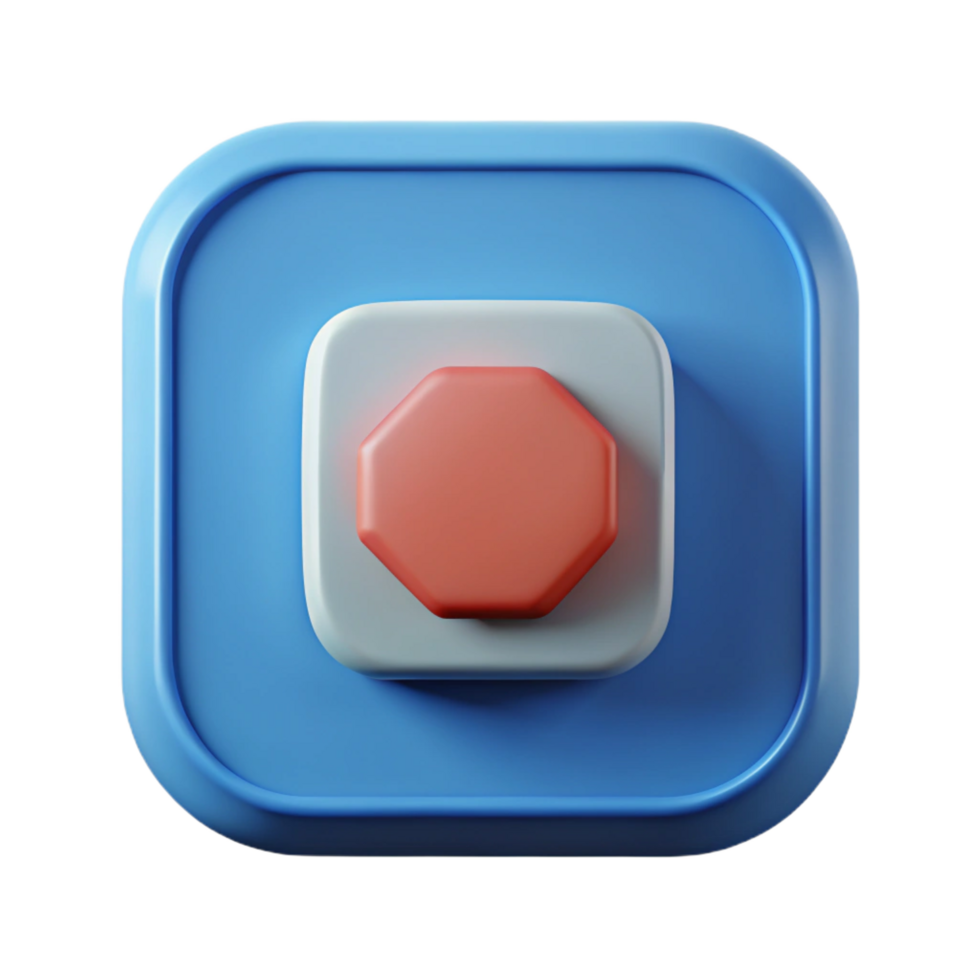 memorable geometric Stop button icon in a square. Geometric, crisp edges, with Scalable Design. crisp png