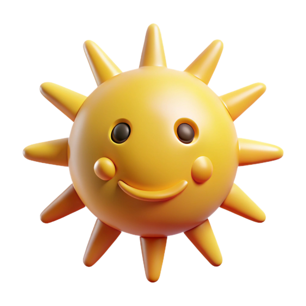 pristine industrial Smiling sun with triangular rays. Clean lines, flat color, minimal design with Scalable Design. 8K png