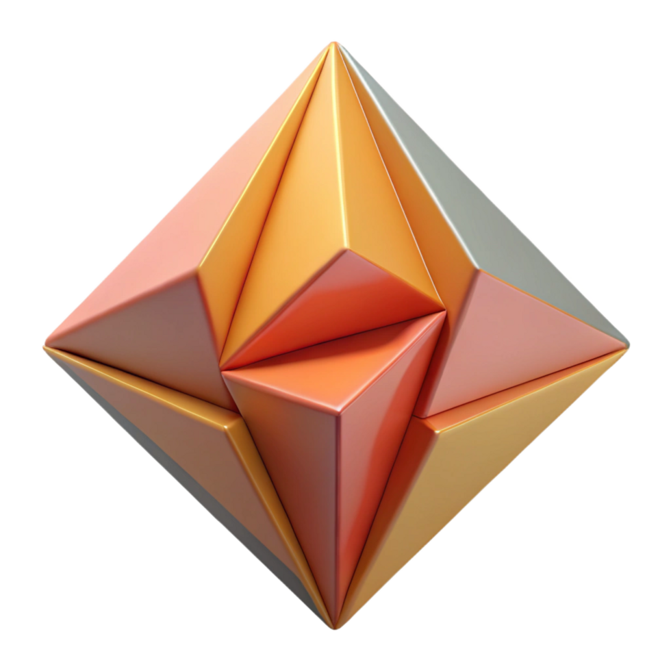 dramatic vibrant Geometric triangle tessellation, flat color, sharp edges, symmetrical with Scalable Design. high quality png