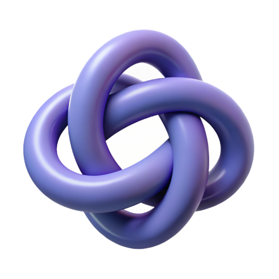 vibrant nostalgic art deco Symmetrical, flat color trefoil knot with crisp edges and a clean design. with Scalable Design. handcrafted png