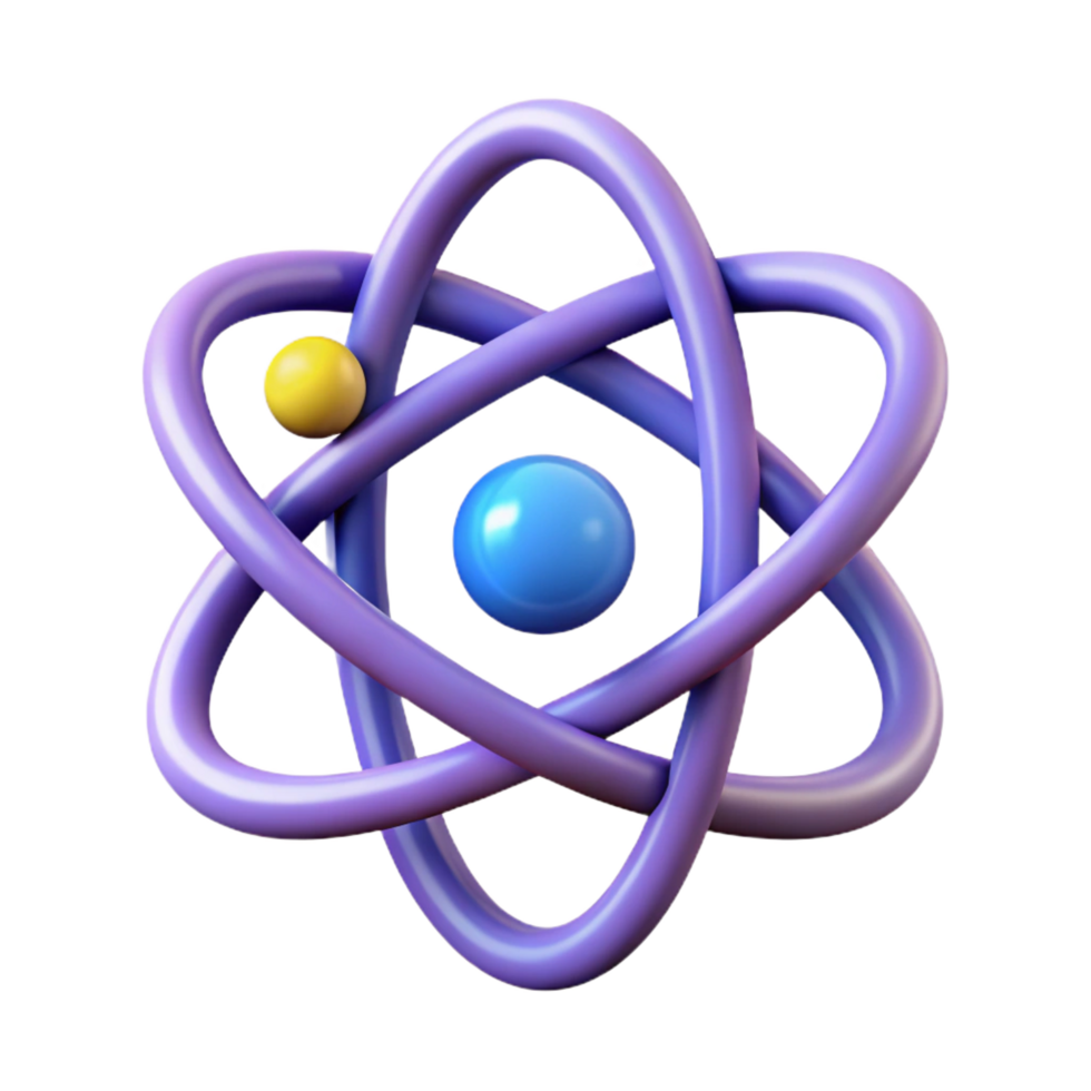 joyful spectacular Symmetrical atomic symbol. Flat color, crisp edges, single-weight stroke with Scalable Design. 8K png