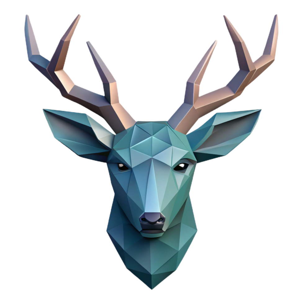 dynamic enchanting Geometric deer head silhouette. Flat color, clean lines, minimal with Scalable Design. genuine png